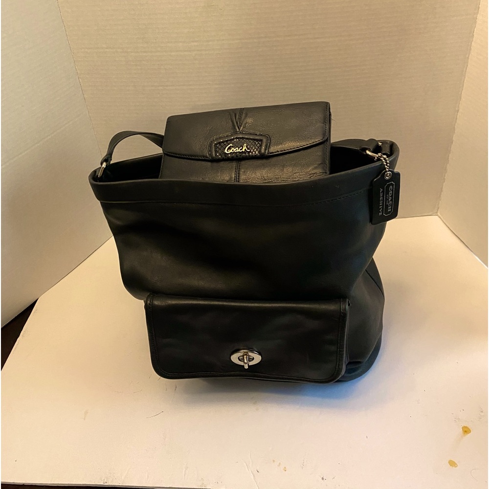 Vtg COACH Legacy Archival Tassel Bucket Hobo 21193 Black Leather Turnlock Pocket